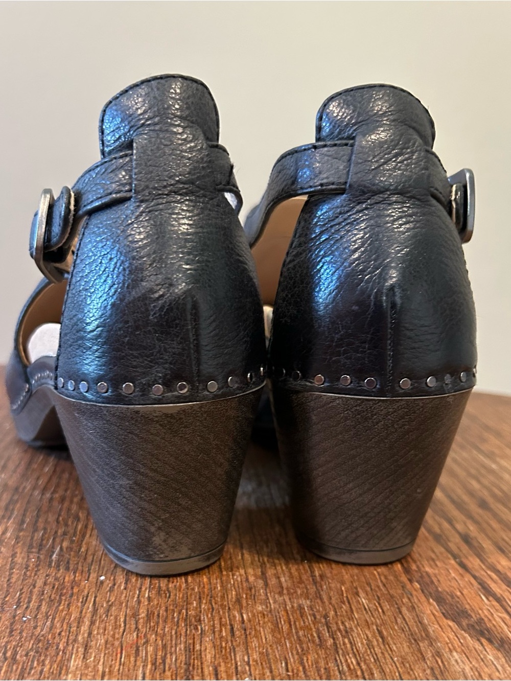 Dansko Black Leather Slingback Clog with Stud Trim - Picture 5 of 7